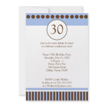 Modern Blue & Brown 5x7 Birthday Invitation