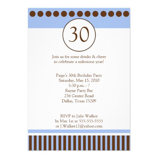 Modern Blue & Brown 5x7 Birthday Invitation