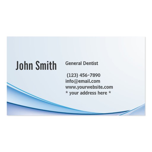 Modern Blue Curve Dental Care Business Card (back side)