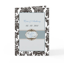 Modern Blue Damask wedding thank you card