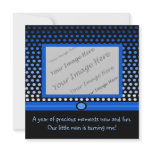 Modern Blue Dots First Birthday Party Invitations
