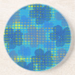 Modern Blue Floral Pattern Beverage Coaster