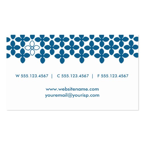 Modern Blue Flower Business Card (back side)