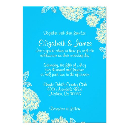 Modern Blue Flower Wedding Invitations