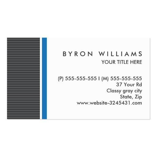 Modern blue gray stripes professional profile business card templates (front side)