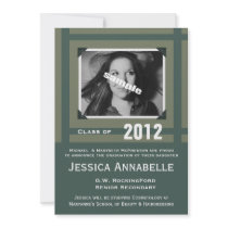 Modern Blue Green Grey  Grad Invitation