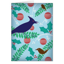 Modern Blue Jay Happy Holiday Card