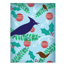 Modern Blue Jay Happy Holiday Postcard