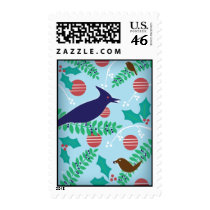 Modern Blue Jay Holiday Postage