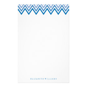 Modern Blue Ombre Chevrons Stationery Paper
