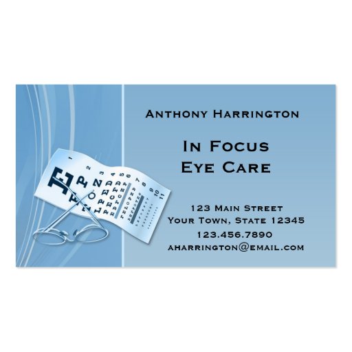 Modern Blue Optometrist Business Card Templates