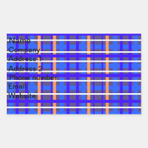 Modern blue orange plaid sticker