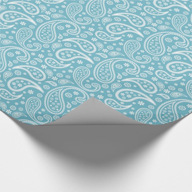 Modern Blue Paisley Pattern Wrapping Paper 4/4