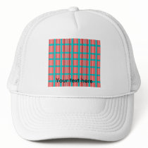 Modern blue patterned grid with red stripes hat