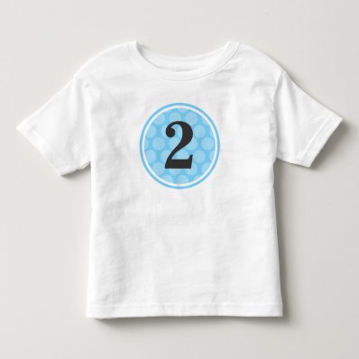 Modern Blue Polka Dot Second Birthday Boy Number 2 T Shirt