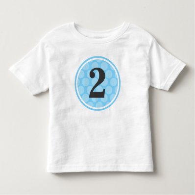 Modern Blue Polka Dot Second Birthday Boy Number 2 T Shirt