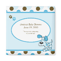 Modern Blue Puppy Baby Shower Magnet Favor