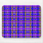 Modern blue purple and brown plaid mousepad