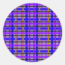 Modern blue purple and brown plaid sticker