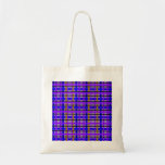 Modern blue purple and brown plaid tote bag