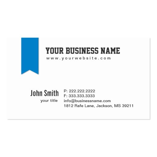 Modern Blue Ribbon Header Business Card (front side)