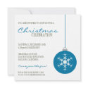 Modern Blue Snowflake Bauble | Christmas Party invitations