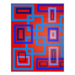 Modern blue squares on red background customized letterhead