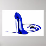 Modern Blue Stiletto Shoe Art Poster