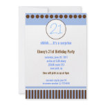Modern Blue Stripe 5x7 Party Template Invitation