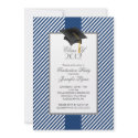 Modern Blue Stripe Graduation Party Invitation invitation
