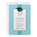 Modern Blue Stripe Graduation Party Invitation invitation
