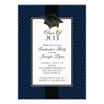 Modern Blue Stripe Graduation Party Invitation