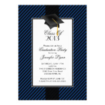 Modern Blue Stripe Graduation Party Invitation