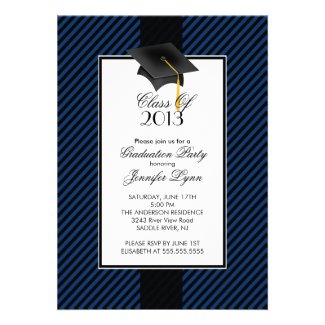 Modern Blue Stripe Graduation Party Invitation