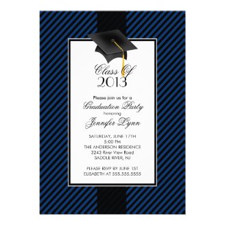 Modern Blue Stripe Graduation Party Invitation