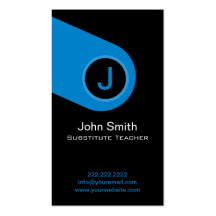 Modern Blue Substitute Teacher Business Card