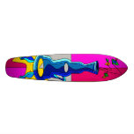 Modern blue vase on pink skateboard