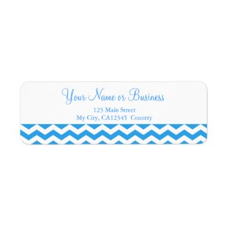 Modern blue, white chevron zigzag design custom custom return address labels