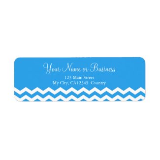 Modern blue, white chevron zigzag design custom return address labels