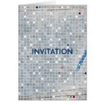 Modern Blue white  winter wedding invitation Card