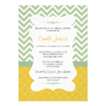 Modern Blue & Yellow Elegant Chevron Bridal Shower Custom Announcement