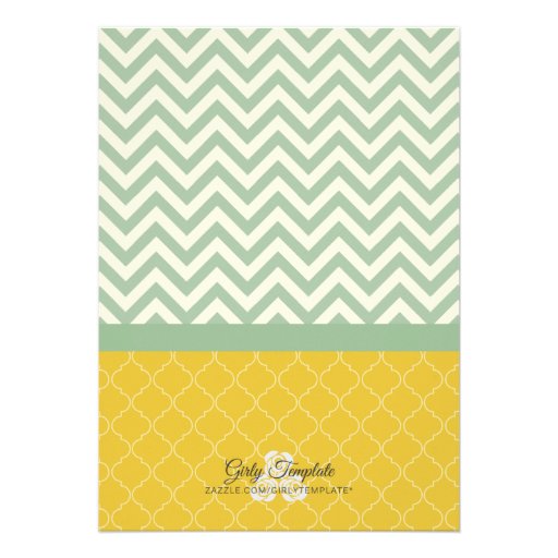 Modern Blue & Yellow Elegant Chevron Bridal Shower Custom Announcement