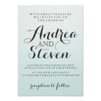 Modern Blush Light Aqua Wedding Invitations