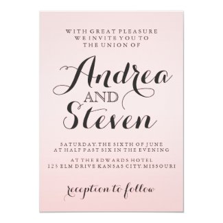 Modern Blush Pink Wedding Invitations