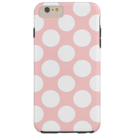 Modern Blush Pink White Polka Dots Pattern Tough iPhone 6 Plus Case