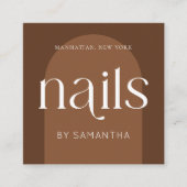 Modern Boho Terracotta Nail Artist Salon Manicure Square Business Card