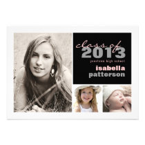 Modern & Bold 3 Photo Graduation Announcement invitations