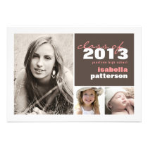 Modern & Bold 3 Photo Graduation Announcement invitations
