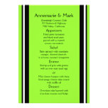 Modern Bold Black Lime Stripes Wedding Menu Custom Announcement