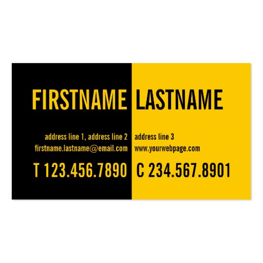 Modern Bold Contrast Black Yellow Profile Card Business Card Templates